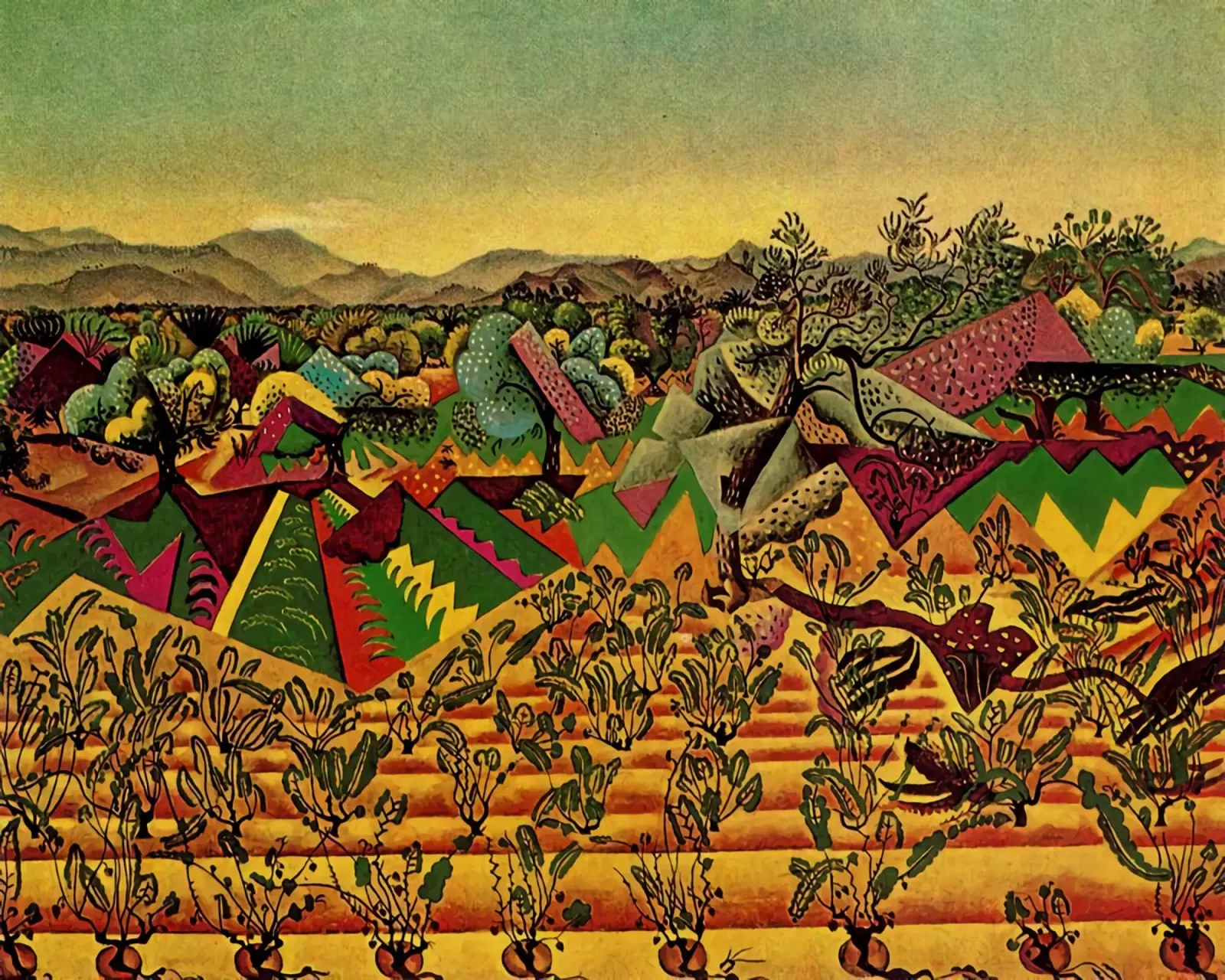Joan MIRO Mont-roig-vigneti-e-olivo-albero pellicola backlit da Dixon-Gallery