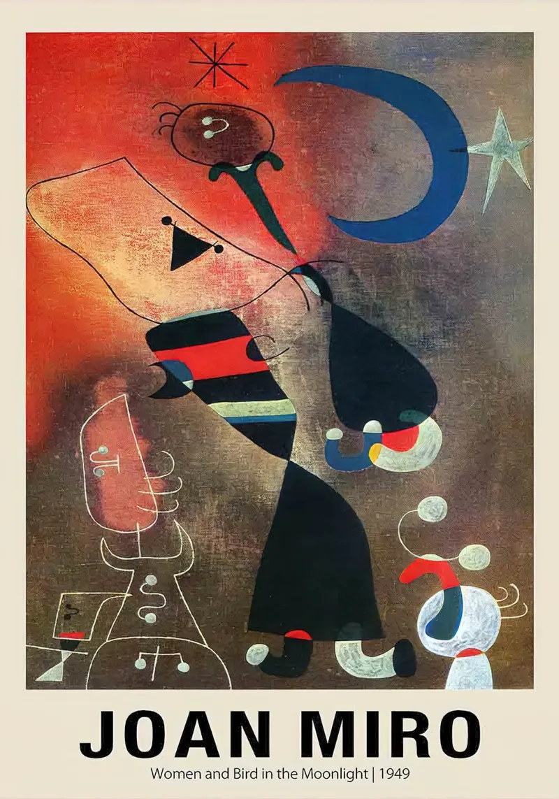 Donne e uccelli al chiaro di luna 1949 Di Joan Miro pellicola backlit da Dixon-Gallery