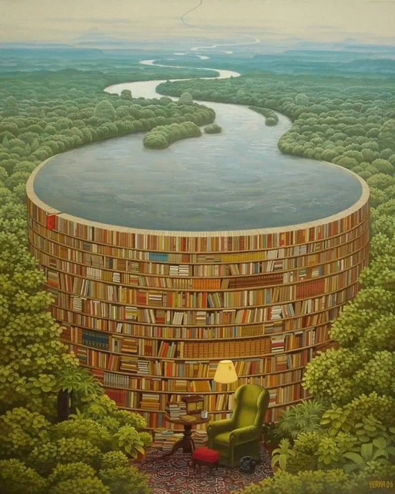 Bible Dam By Jacek Yerka alu-dibond by Trudeau Art Galley