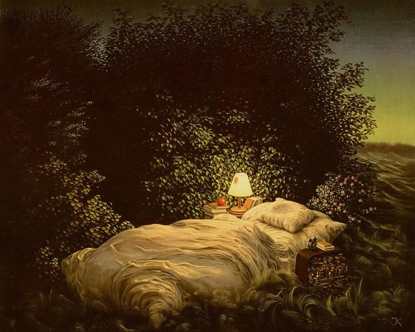 L'amore è un'illusione Di Jacek Yerka pannello forex da Trudeau Art Galley