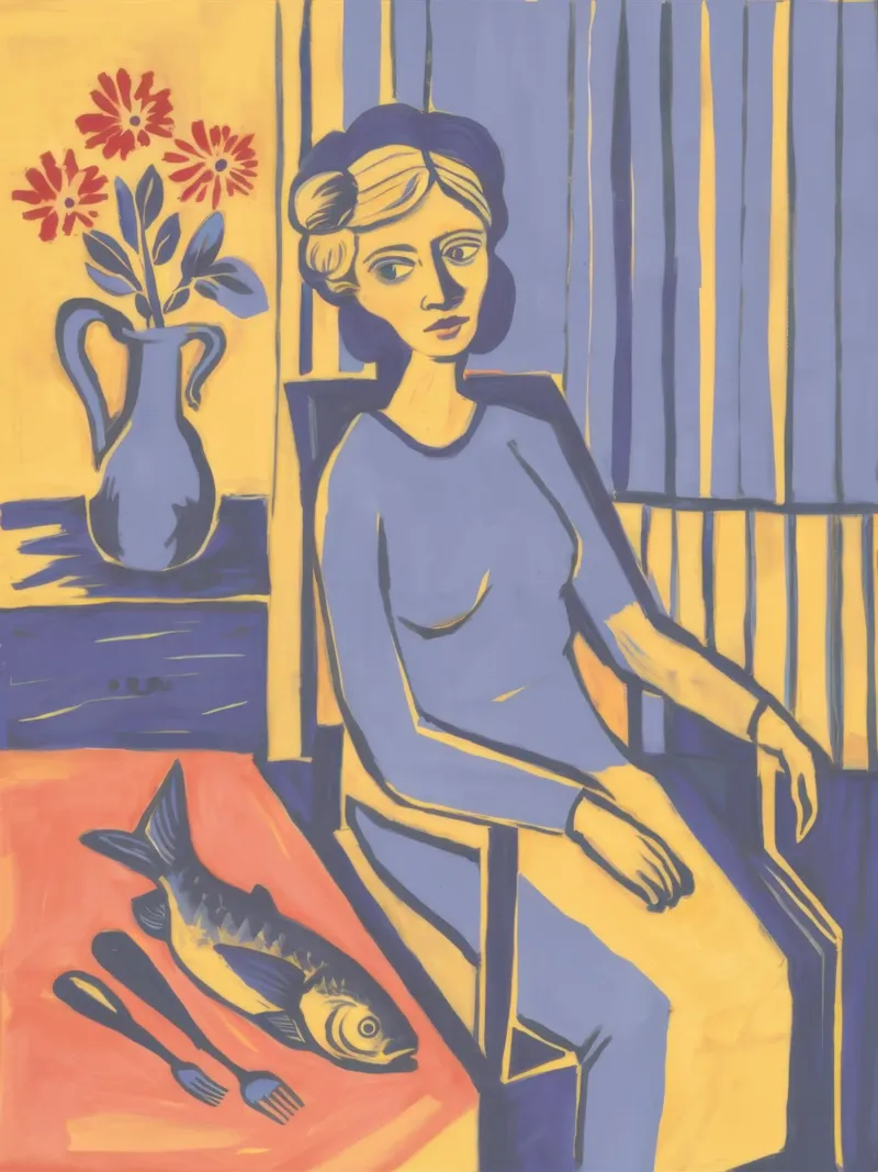 Contemplative Still Life canvas with Floater frame by Flock Reverie