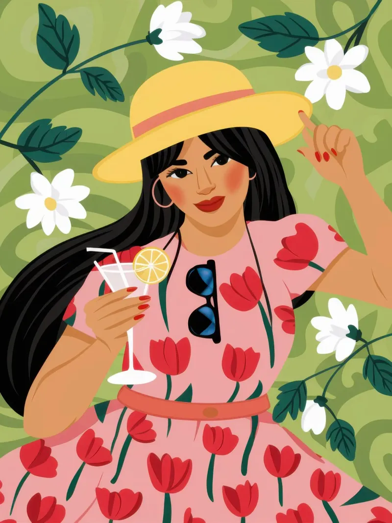 Sommerhut und Cocktail Acryl-Glas von Flock Reverie