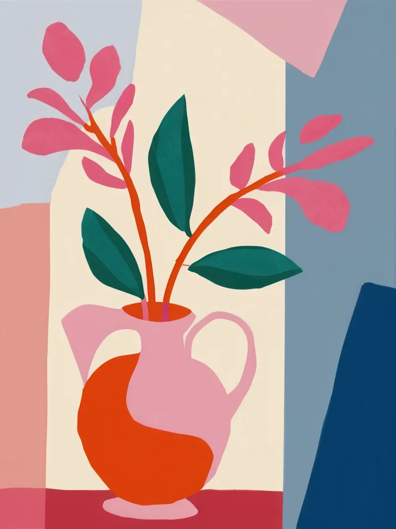 Abstracte ikebana harmonie canvas van Veil Maya