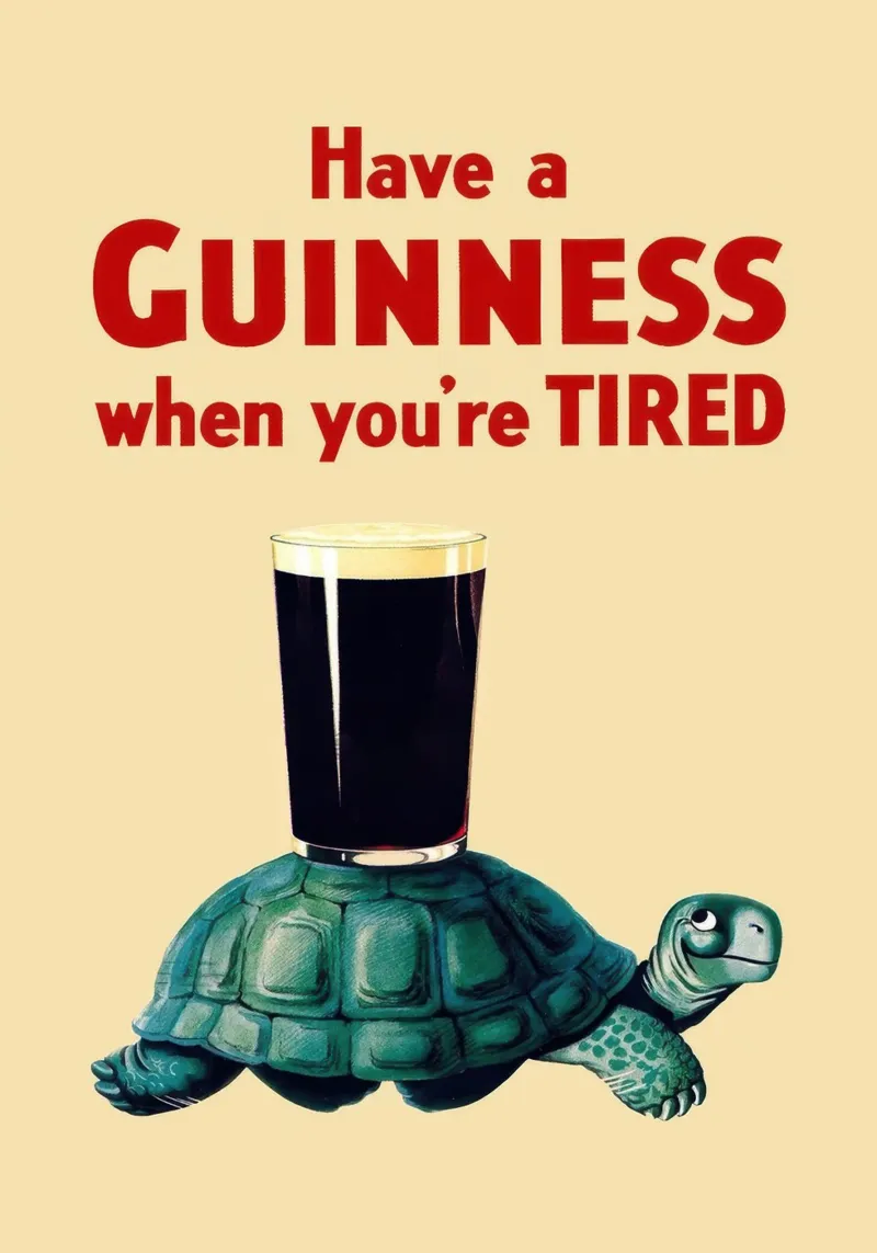 Poster d'epoca della Tartaruga Guinness pellicola backlit da Laudiashop
