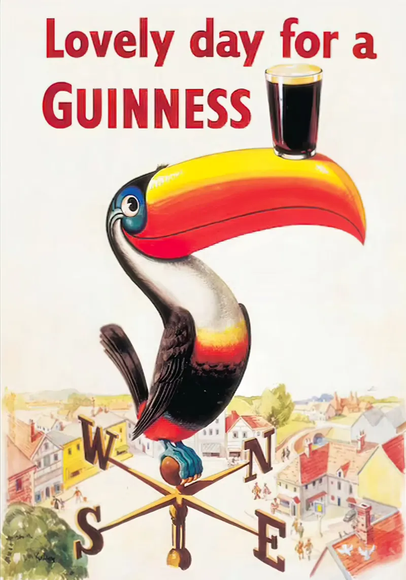 Poster d'epoca della Guinness Bird pellicola backlit da Laudiashop