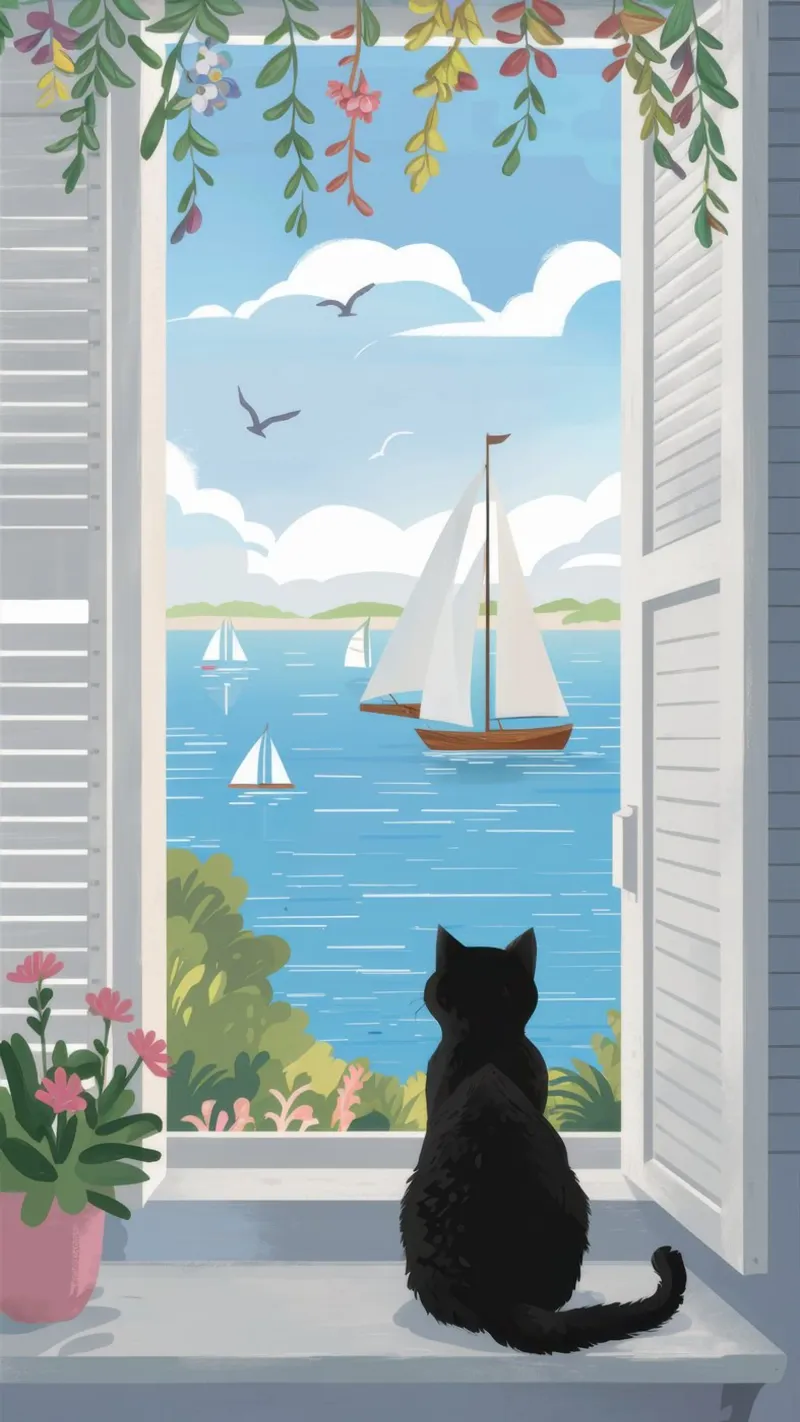 Feline Window Contemplation canvas by Veil Maya
