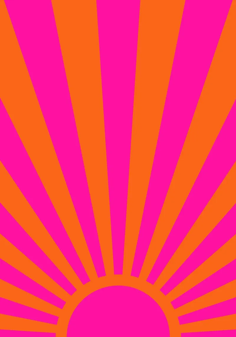 Audace design retrò dell'alba in rosa caldo e arancione pellicola backlit da The Art Club
