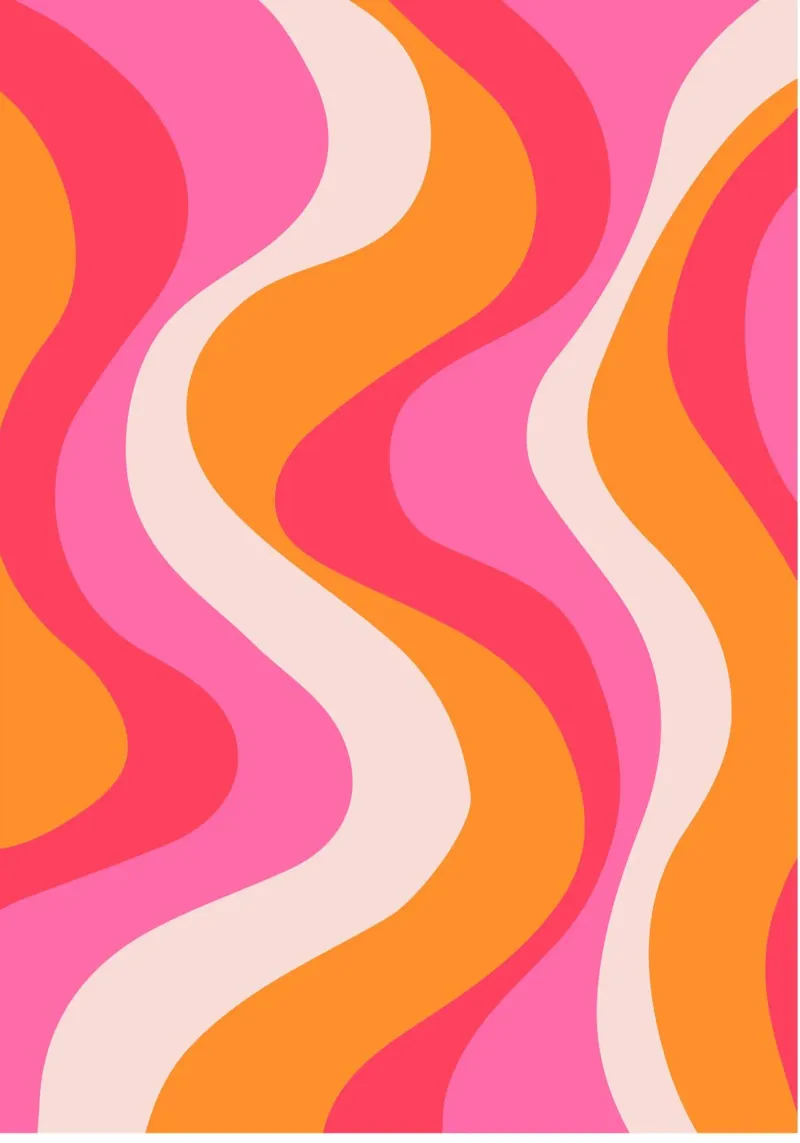 Vibrant Wavy Retro Pattern in Pink, Orange, and Coral Tones canvas by The Art Club