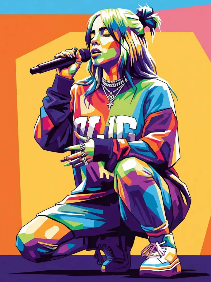Billie Eilish WPAP art style plexiglass da Hantamrata
