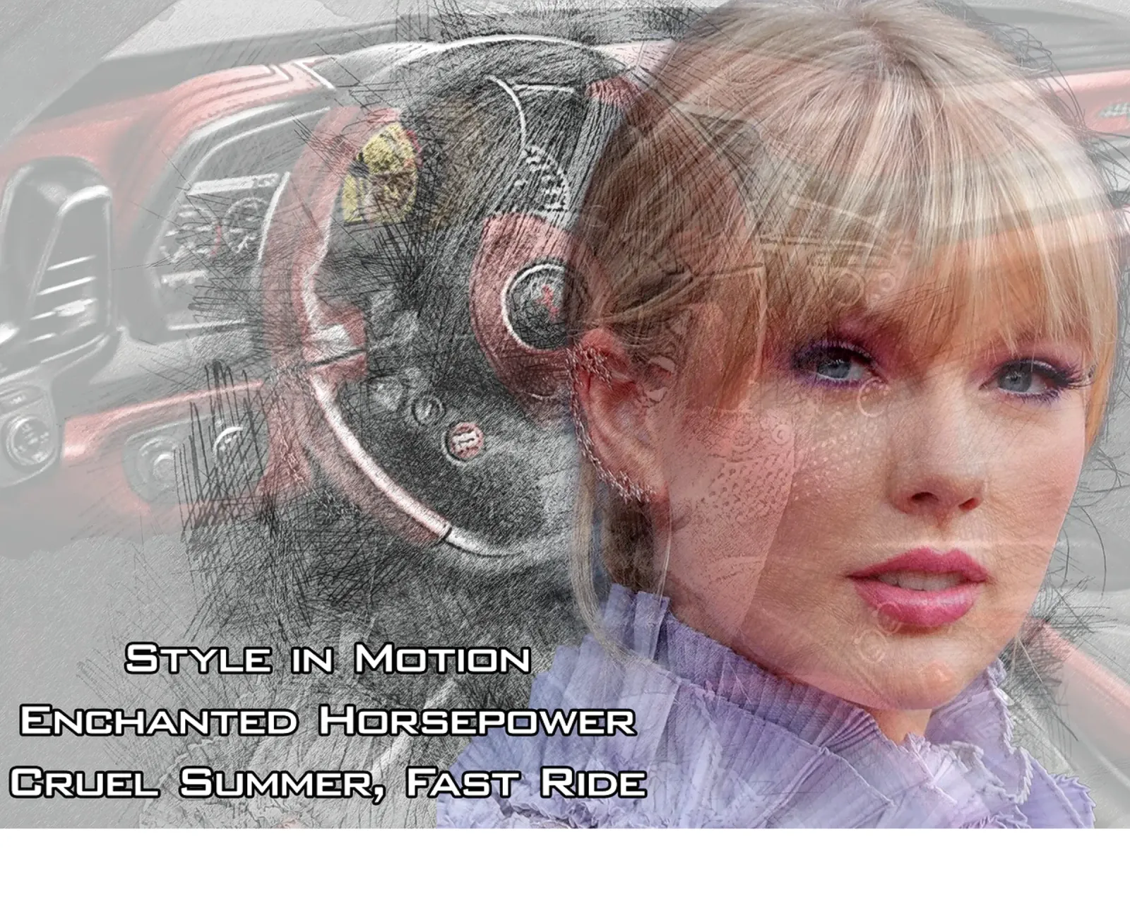 Taylor Swift con la Ferrari pellicola backlit da Abasa Inaraya
