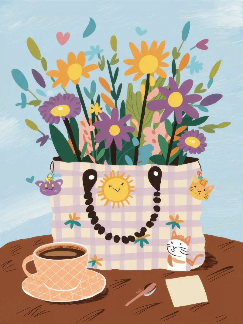 Aroma floreale del caffè poster con telaio in legno da Prism Ritual