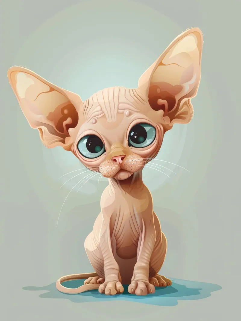 Simpatico gatto senza pelo con occhi grandi e orecchie sporgenti pellicola backlit da DesignDoodle
