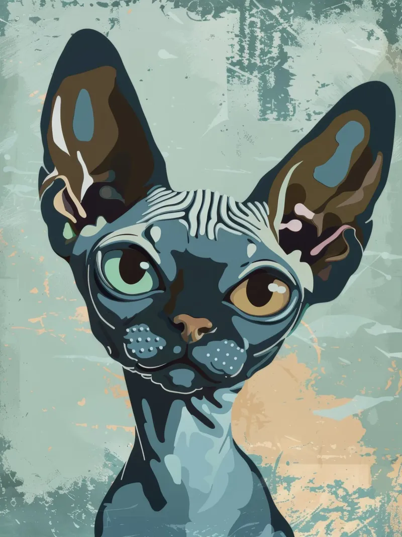 Ritratto artistico di un gatto sphynx carta hahnemühle da DesignDoodle