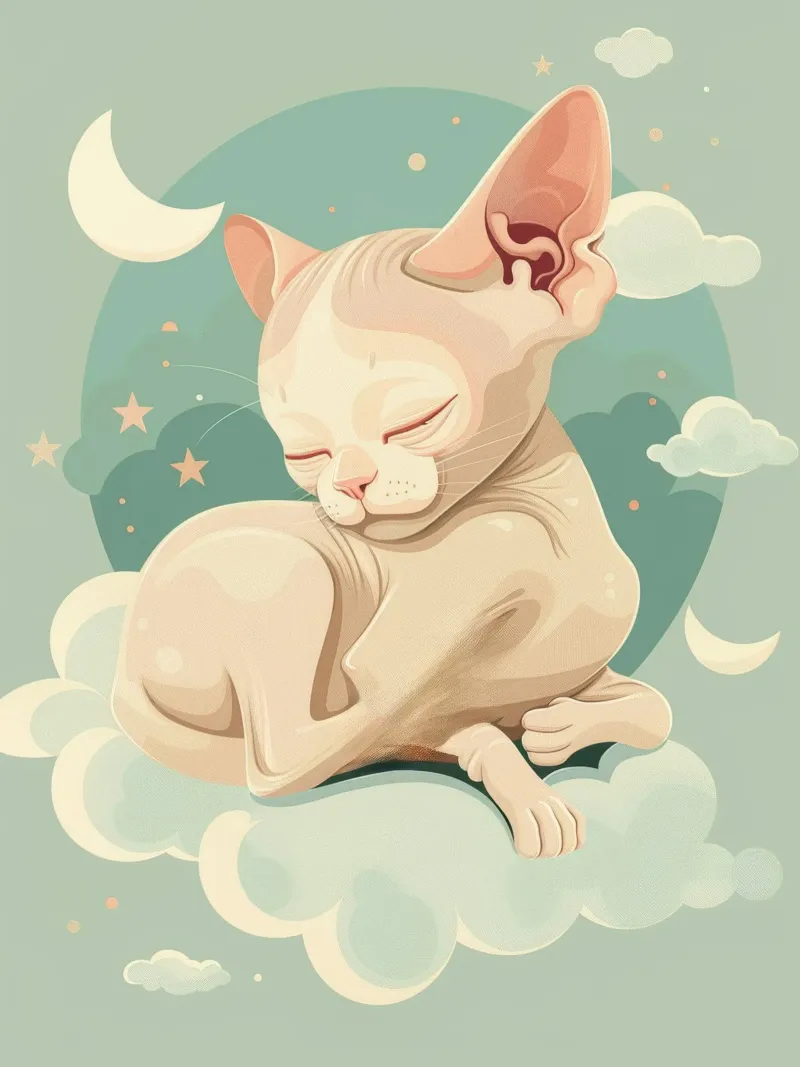 Artistic depiction of relaxed cat resting on clouds canvas with Floater frame by DesignDoodle
