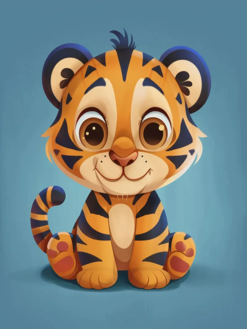 Niedlicher Cartoon-Tiger lächelt fröhlich Hahnemühle von DesignDoodle
