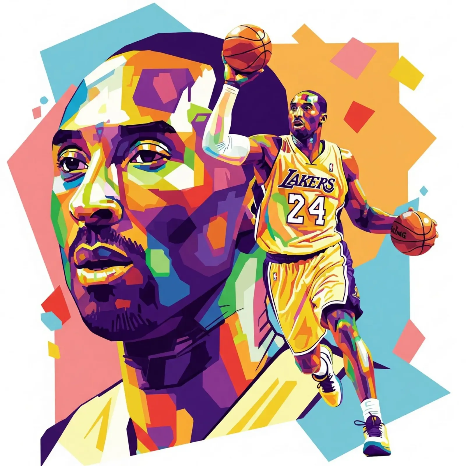 Kobe Bryant-WPAP art 5 pellicola backlit da Hantamrata
