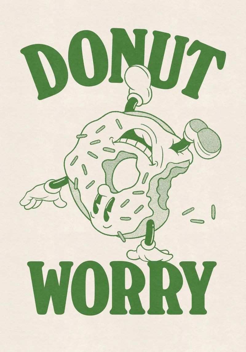 l'humour des beignets poster avec cadre en plastique de Eva Rogers