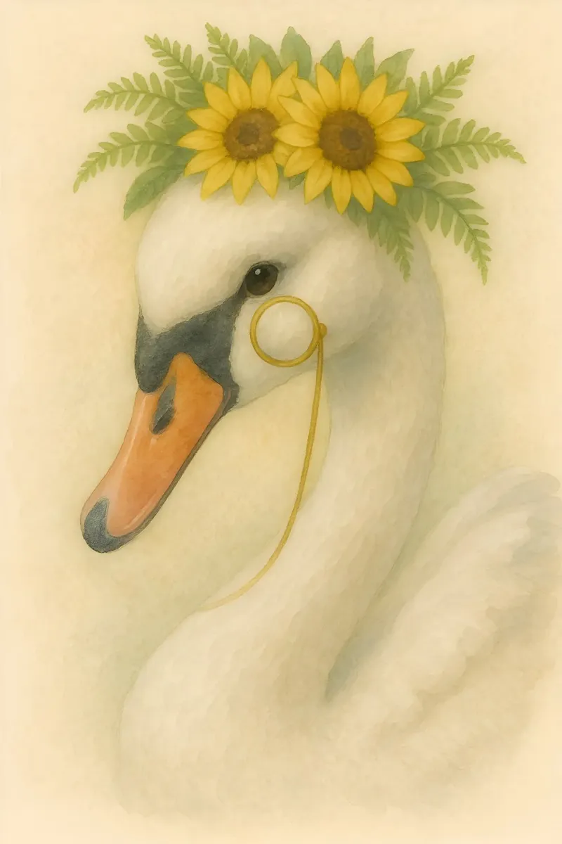 Der königliche Schwan des Sommers Poster mit Holzrahmen von Graceful Desine