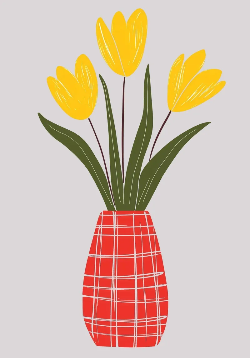 Vaso e fiori rossi carta hahnemühle da Jose