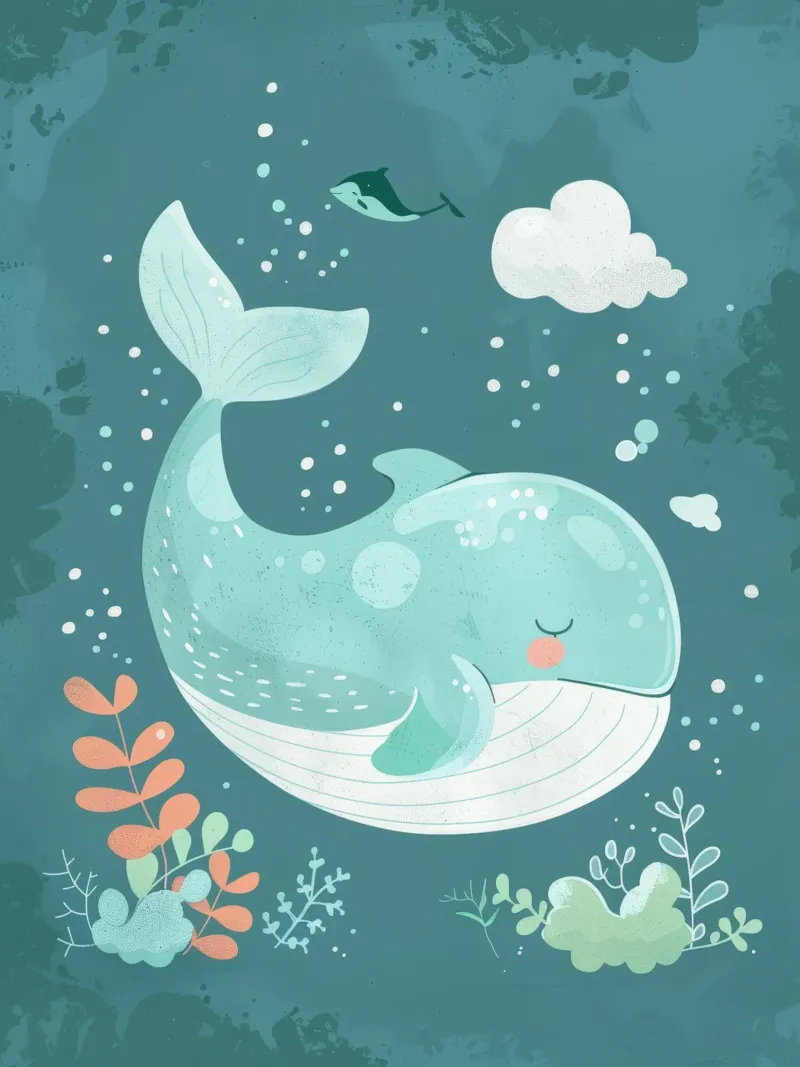Incantevole immagine subacquea di una balena che nuota tranquillamente pellicola backlit da DesignDoodle