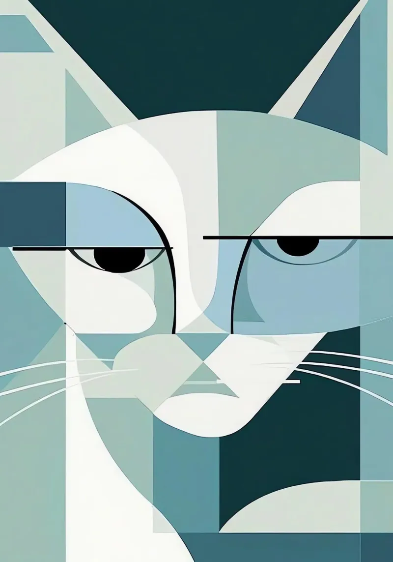 Gatto geometrico carta hahnemühle da Manuela