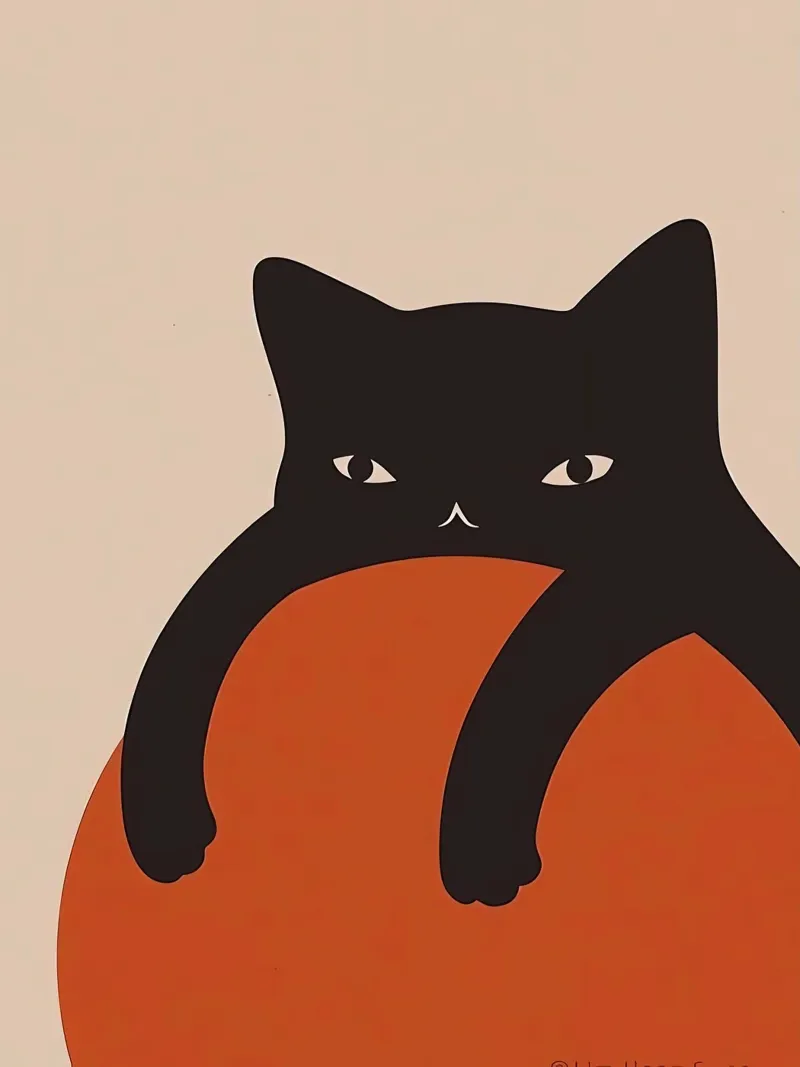 Lazy Black Cat canvas by Manuela