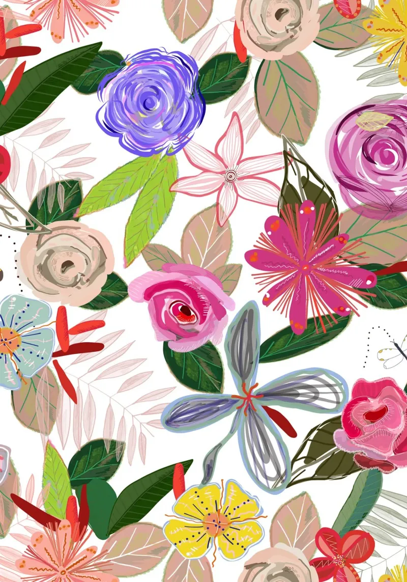 Vivaci fiori botanici colorati bianchi carta hahnemühle da gulsengunel