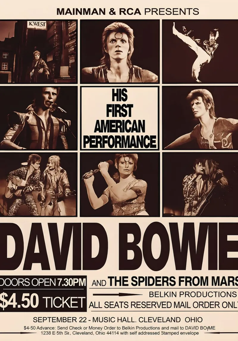 David Bowie 972 First American Concert Poster carta hahnemühle da DGUnder