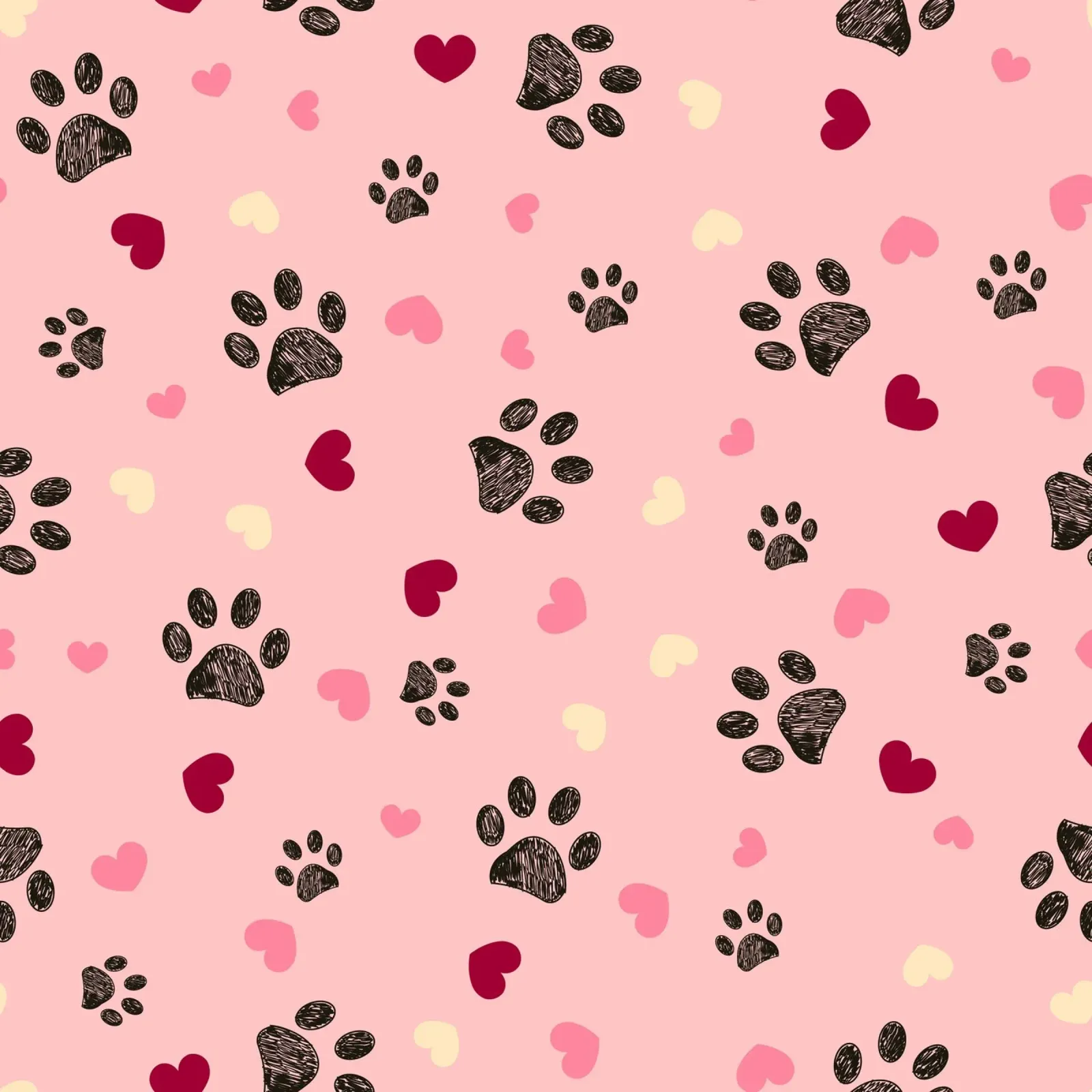 Valentine's Day design paw and hearts poster by gulsengunel