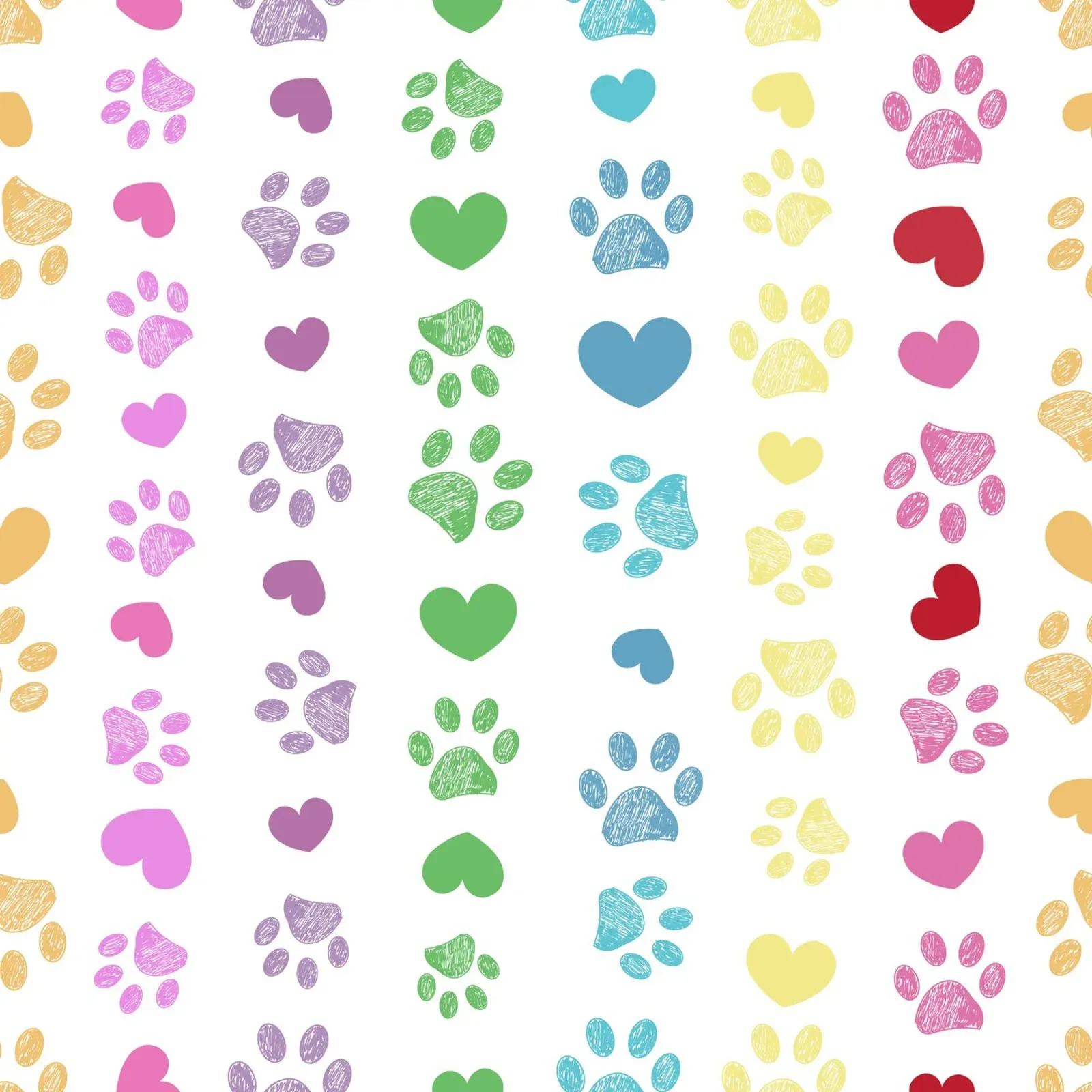 Soft rainbow seamless paw print pattern canvas by gulsengunel