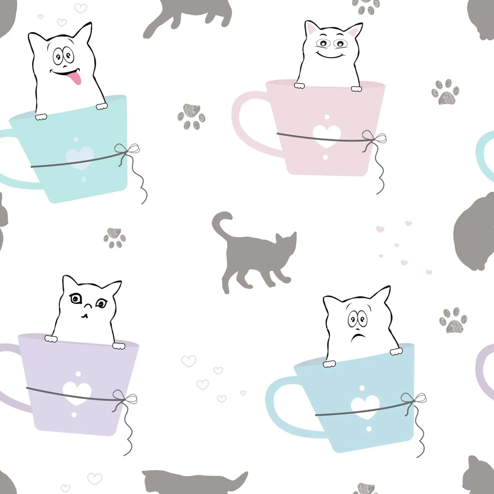 Cats and coffee playful pattern II canvas by gulsengunel
