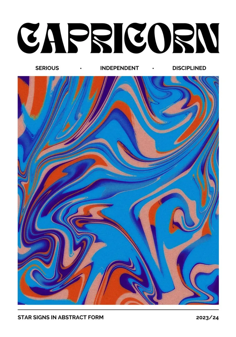 Capricorn Abstract - Bold Psychedelic Zodiac Print hahnemühle by NorwesClub