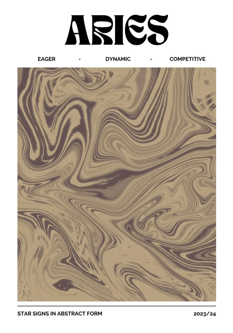 Ram Abstract - Aardse werveling Zodiac Print canvas van NorwesClub