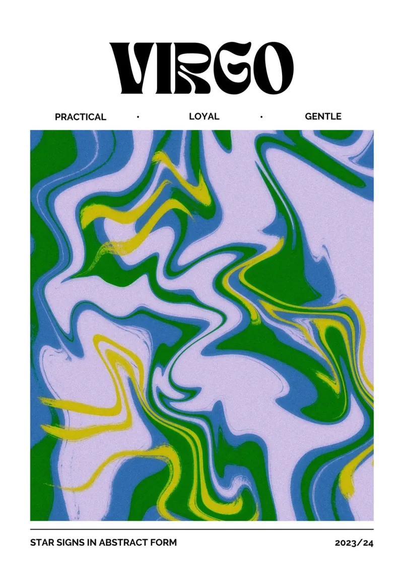 Maagd Abstract - Rustige Psychedelische Dierenriem Print acryl van NorwesClub