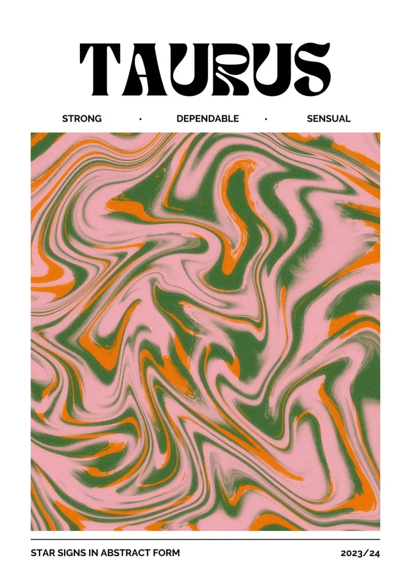 Stier abstract - Aardse psychedelische sterrenbeeld print canvas van NorwesClub
