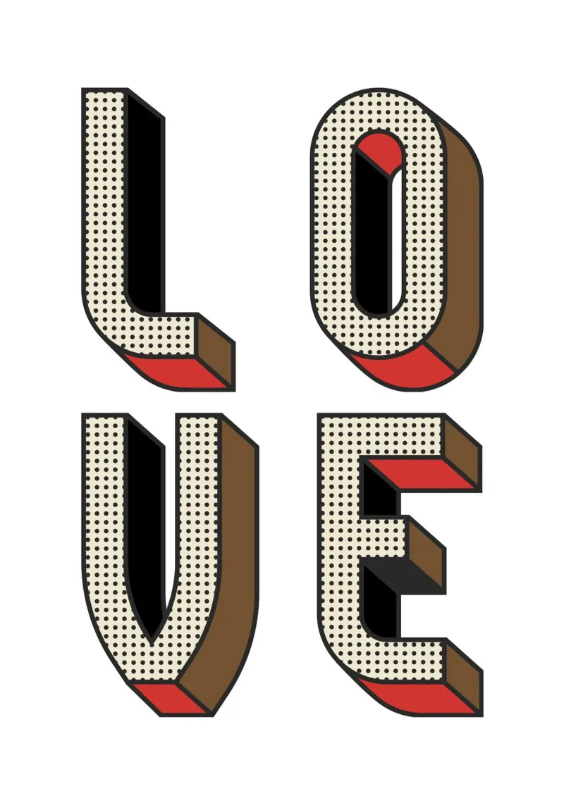 LOVE Pop Art - Retro Halftone Typography Print canvas with Floater frame by NorwesClub