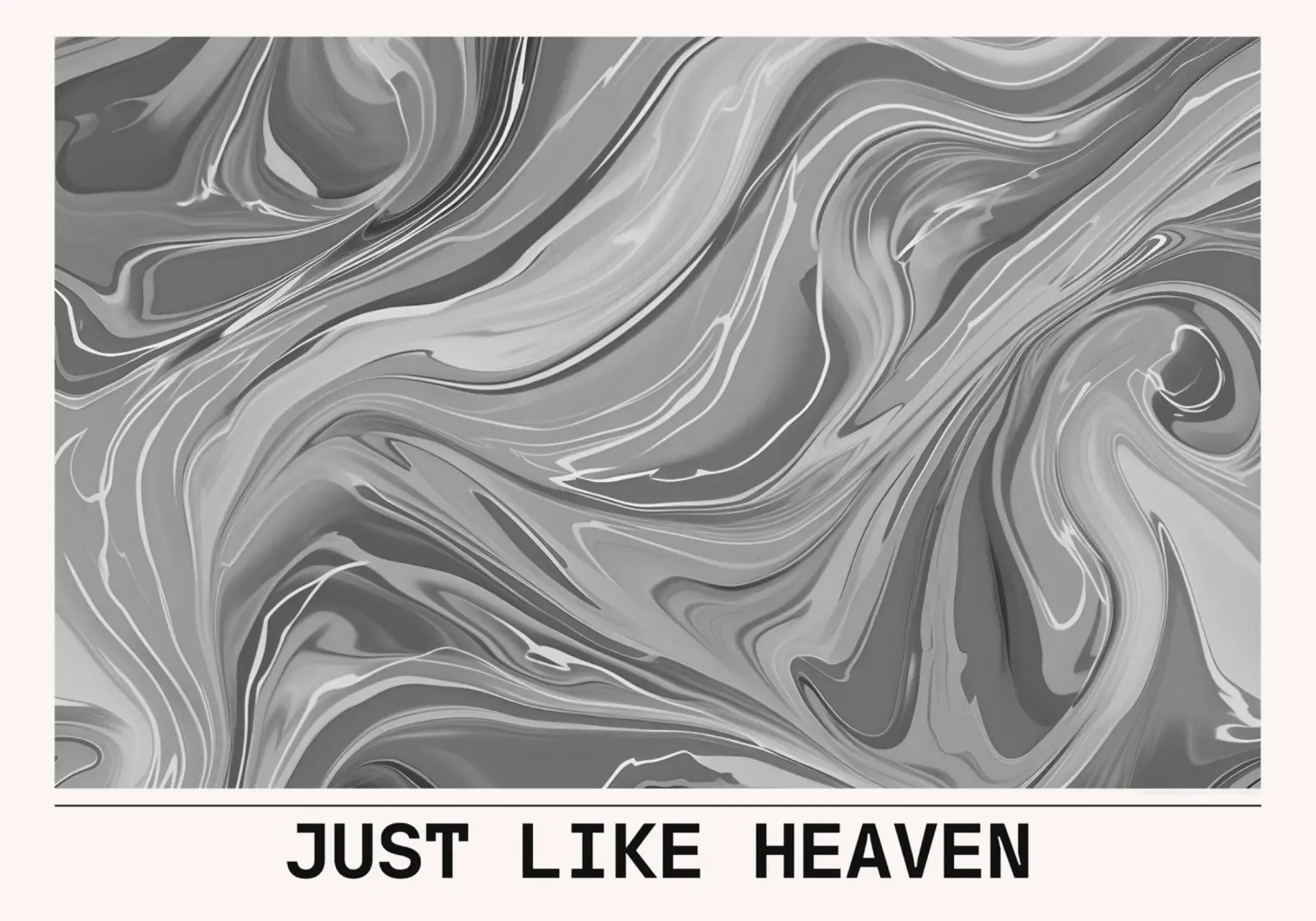Just Like Heaven - Monochrome Marble Abstract Print canvas with Floater frame by NorwesClub