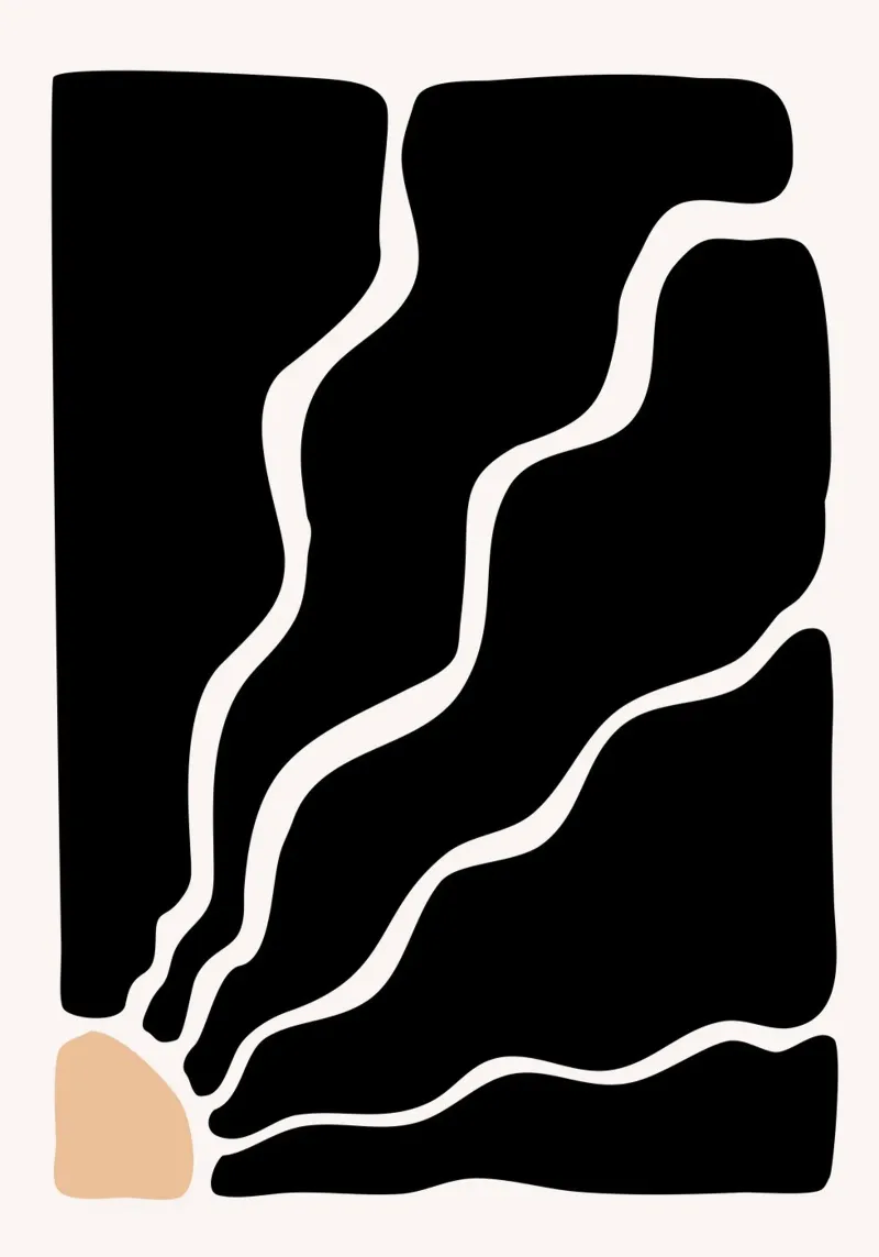 Flusso monocromatico astratto - Stampa di onde organiche in grassetto poster con telaio in alluminio da NorwesClub