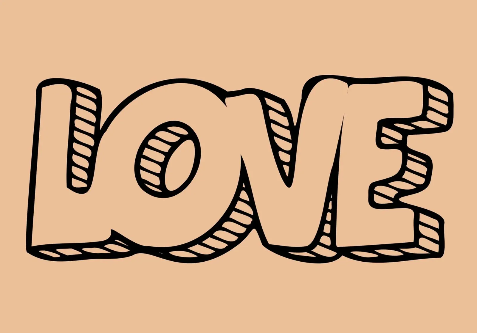 LOVE Graffiti Outline - Retro Pop Art Print canvas with Floater frame by NorwesClub