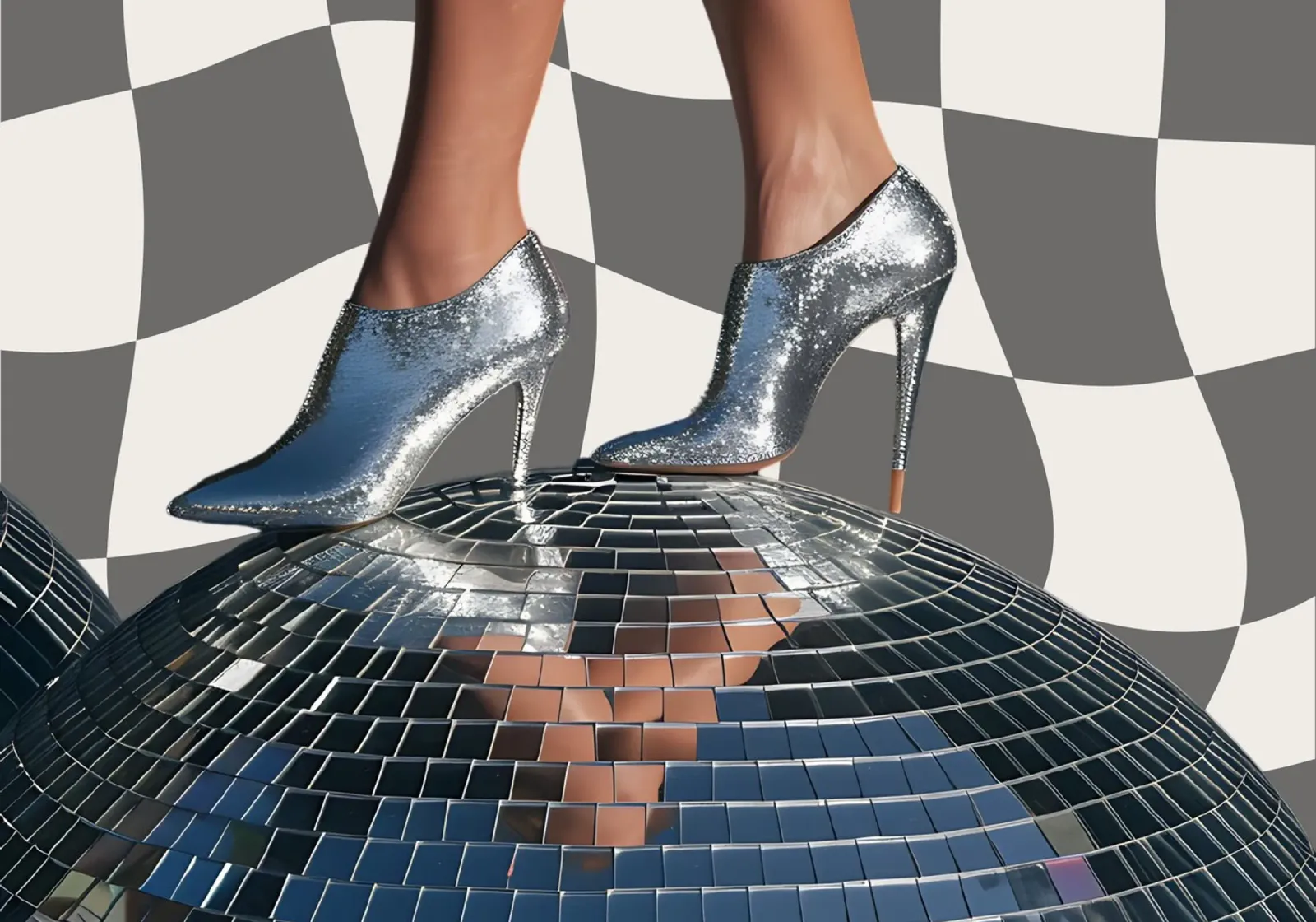 Disco Queen con tacchi d'argento - Stampa pop art retrò alluminio dibond da NorwesClub