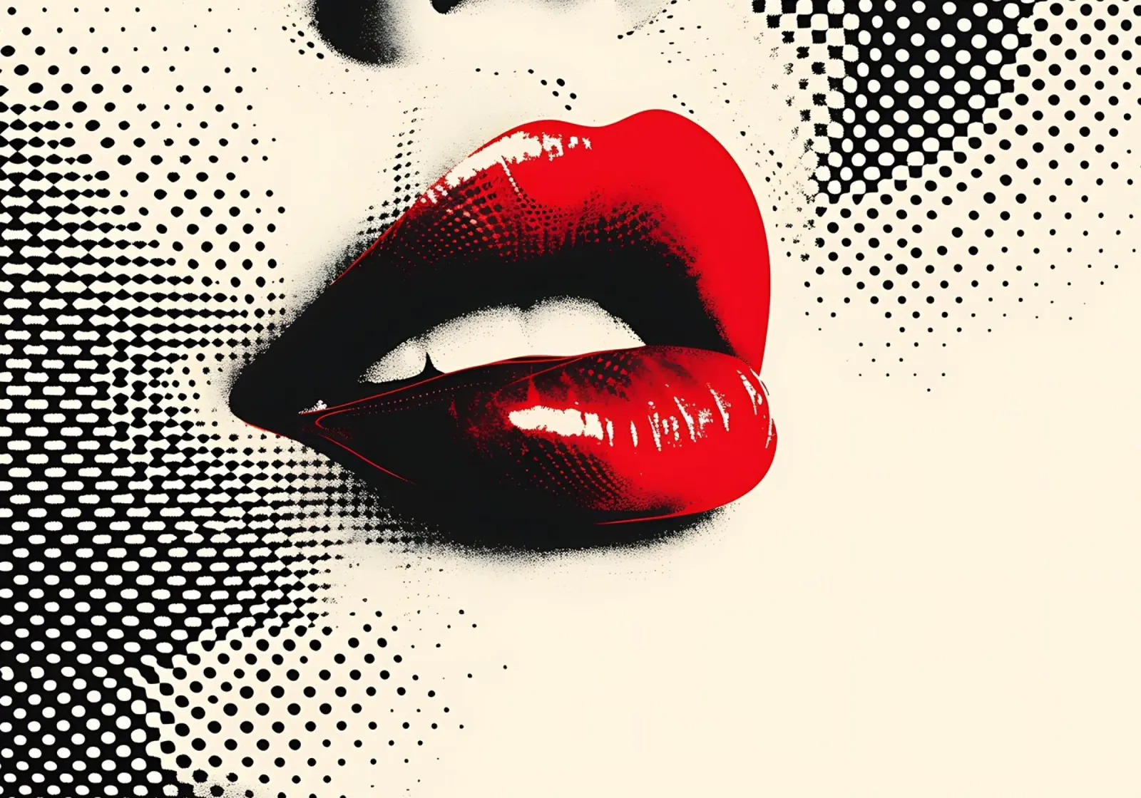 Labios rojos Pop Art - Impresión Glamour en semitono hahnemühle de NorwesClub