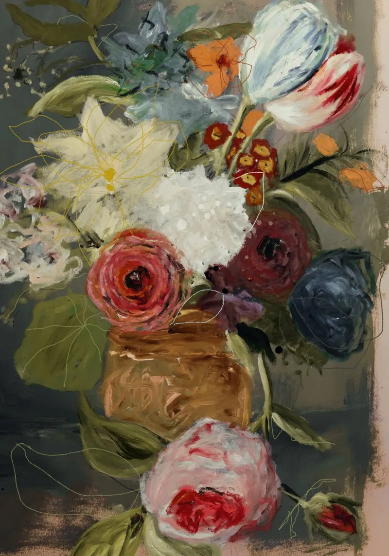 Still Life with Flowers - After Anthony Oberman forex plate by Leigh Viner