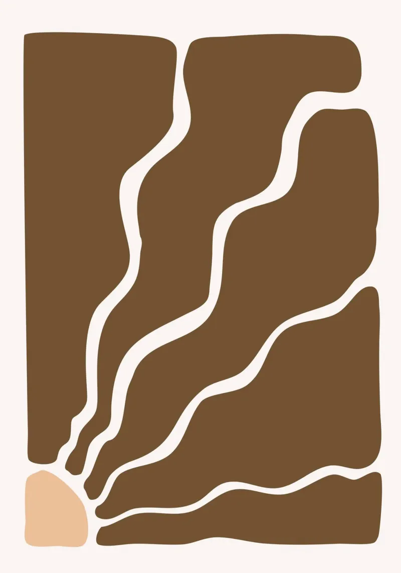 Abstract Terracotta Waves - Mid-Century Modern Art Print hahnemühle by NorwesClub