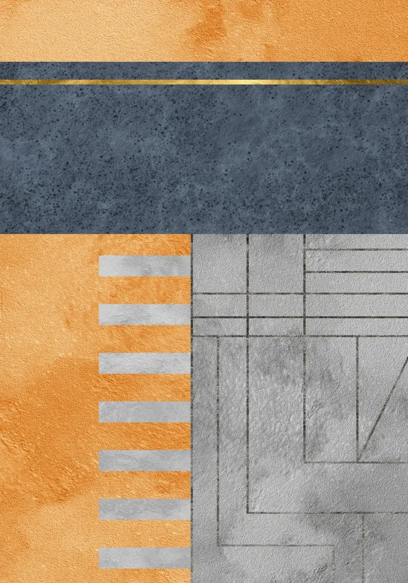 orange and gray geometric abstract alluminio dibond da vintageshop