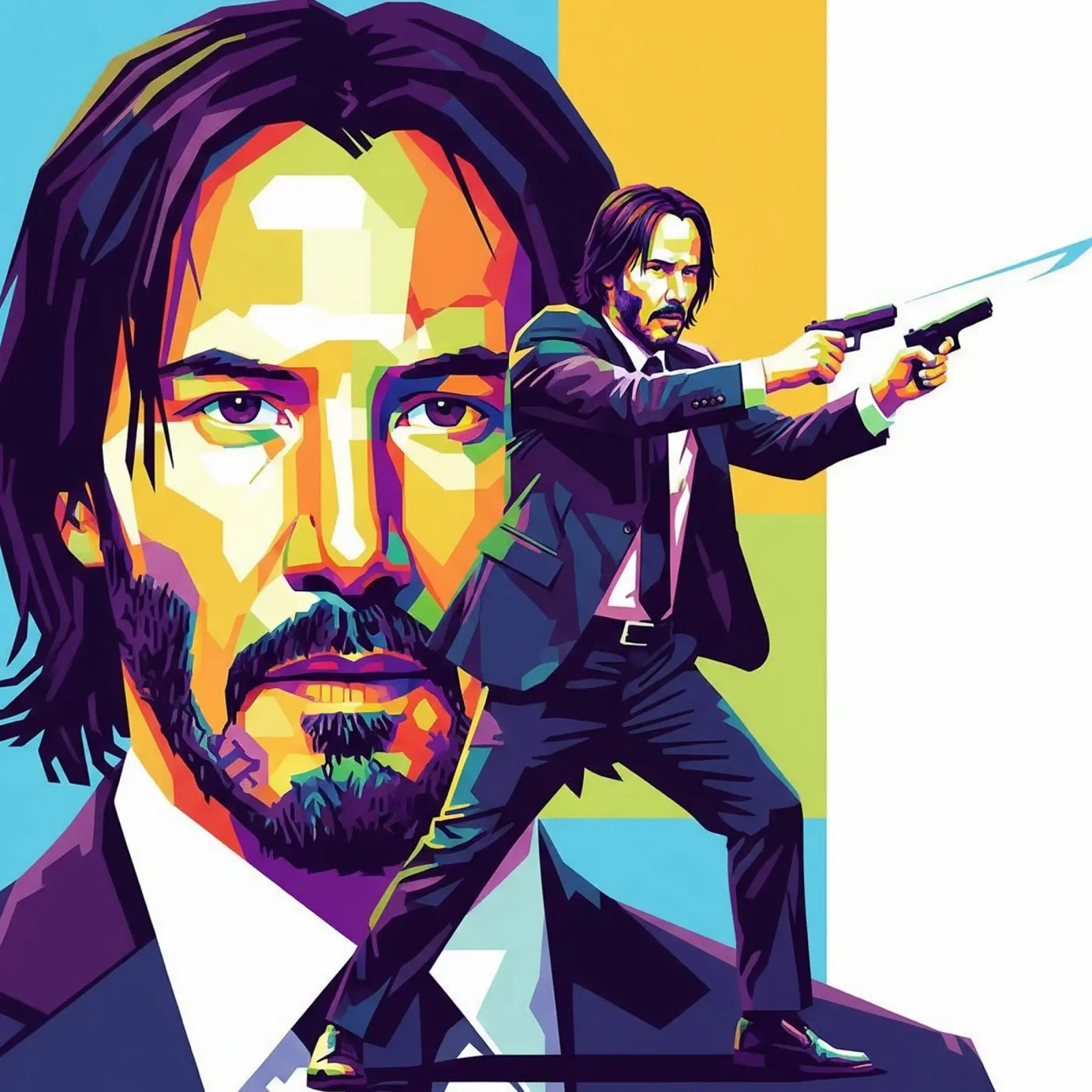 Keanu Reeves in WPAP art style pellicola backlit da Hantamrata
