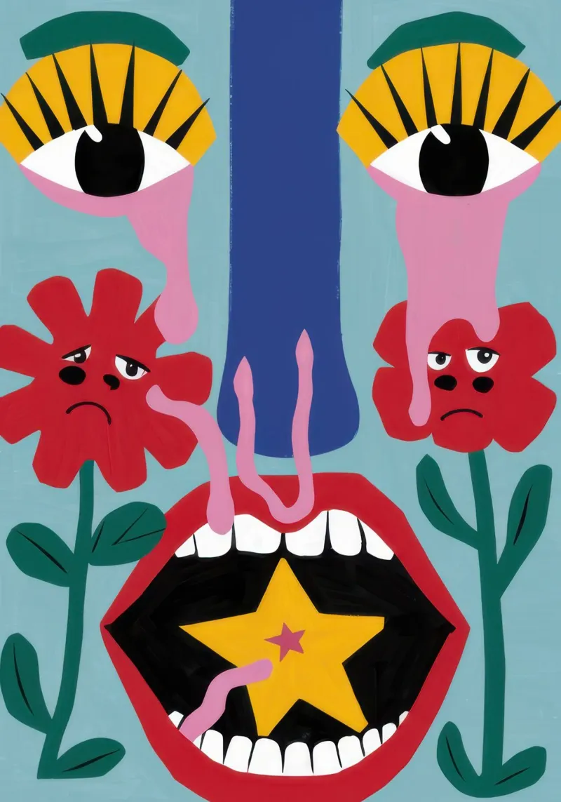 Bacio cosmico superstar poster con telaio in alluminio da Prism Ritual