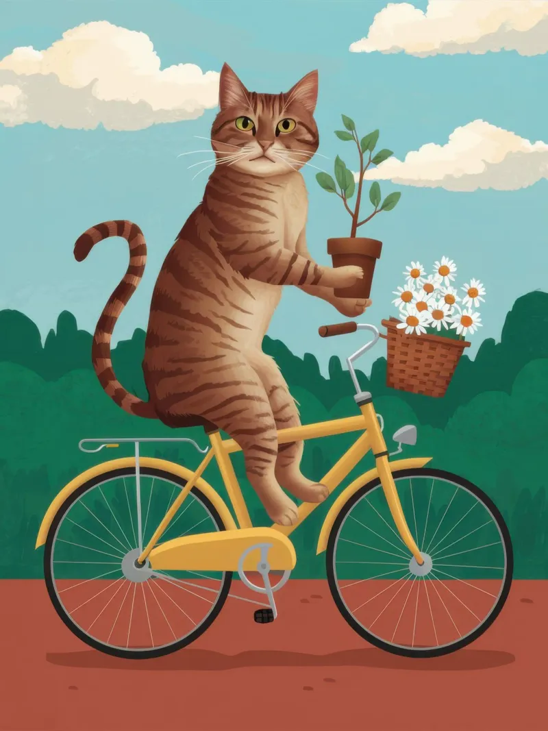 Corriere felino in bicicletta poster con telaio in plastica da Flock Reverie