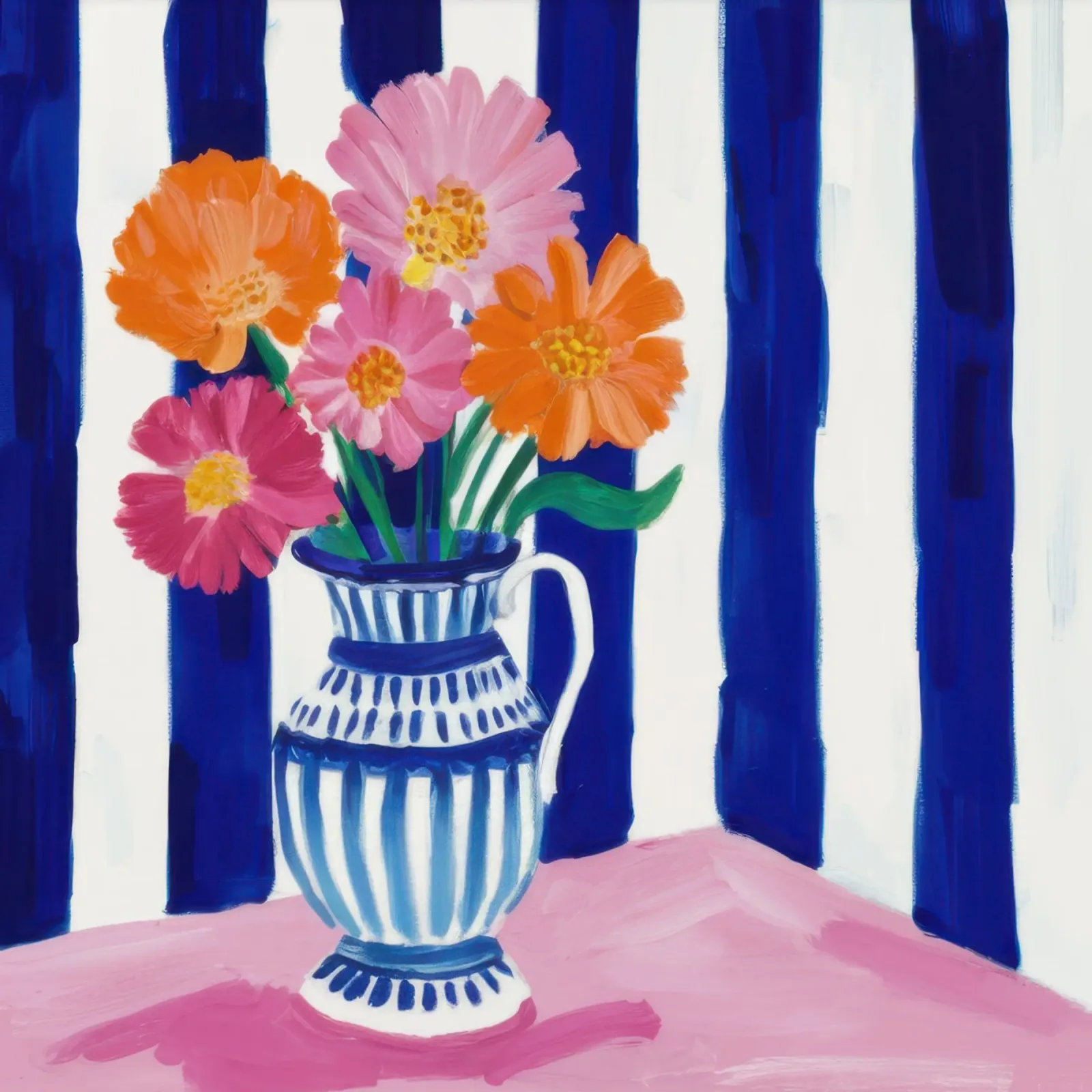 Vaso e fiori a righe carta hahnemühle da Flock Reverie