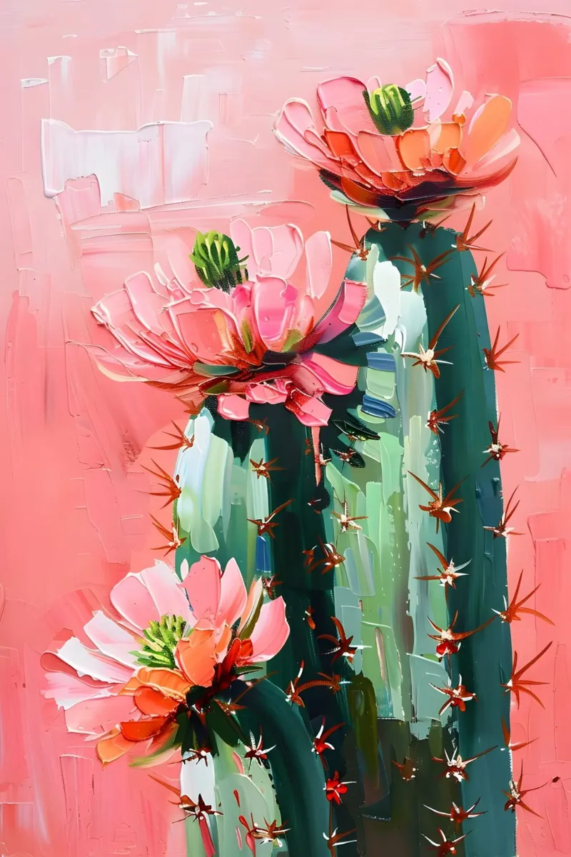 Cactus con fiori design rosa poster da Yaso Design & Art