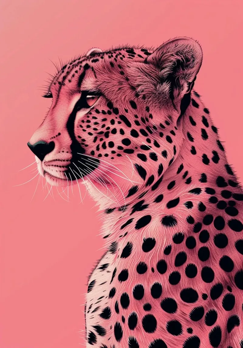 Leopardo in stile rosa alluminio dibond da Yaso Design & Art
